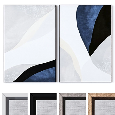 Wall Painting Set with Frames 3D model image 1 