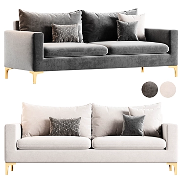 Luxury Velvet Naomi Sofa Cream 3D model image 1 