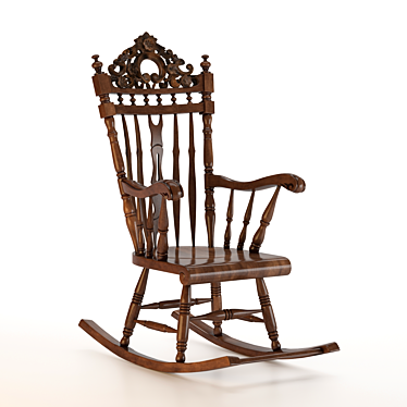 Elegant Mahogany Rocking Armchair 3D model image 1 