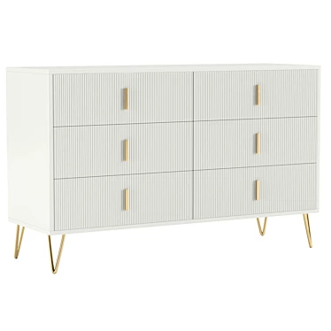 Modern 6-Drawer White Dresser Buffet 3D model image 1 