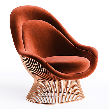 Vintage Platner Knoll Chair Ottoman 3D model image 1 