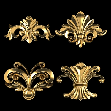 Elegant Gold Gypsum Ornament Model 3D model image 1 