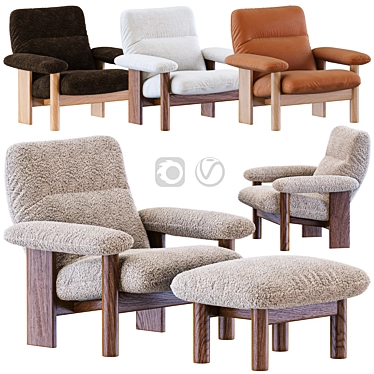 Stylish brasilia Armchair Set 3D model image 1 