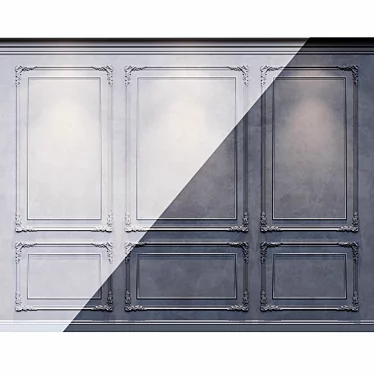 Elegant Black & White Wall Moulding 3D model image 1 