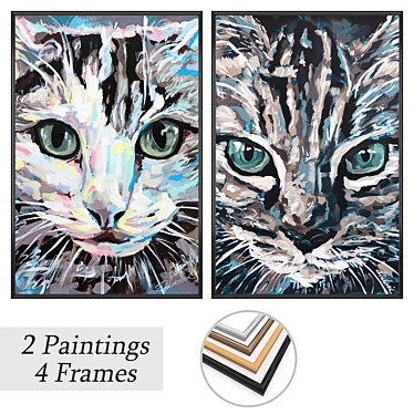 Art Set with Varied Frames 3D model image 1 