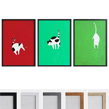 Abstract Cat Picture Frame Set 3D model image 1 