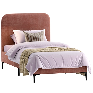 Velvet Single Bed Luka 3D model image 1 