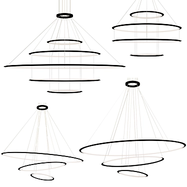 Modern Circular Pendant Lamp Collection 3D model image 1 