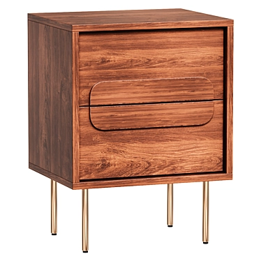 Gemini Walnut Nightstand 3D model image 1 