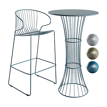 BOLONIA Steel Stool&Table Set 3D model image 1 