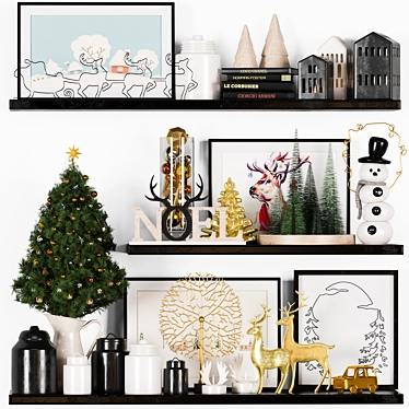 Festive Christmas Decor Set in 3D 3D model image 1 