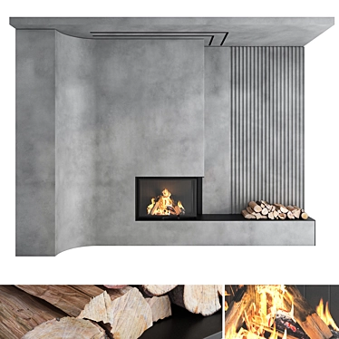 Impression Fireplace Wall Set 3D model image 1 