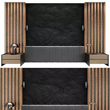 Stone Wall Headboard for Bedroom 3D model image 1 