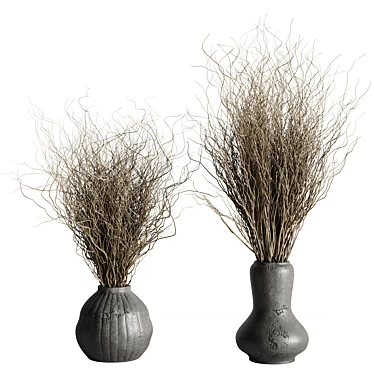 Concrete Vase Bouquet with Dried Branches 3D model image 1 