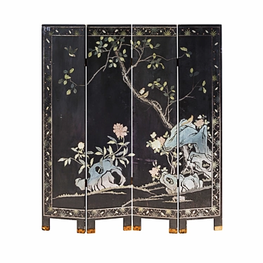 Sleek Black Lacquer Room Divider 3D model image 1 