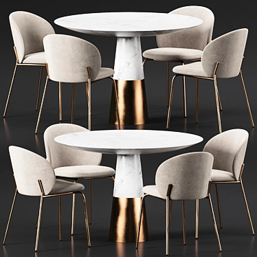 Chic Contemporary Dining Furniture Set 3D model image 1 