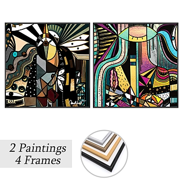 Modern Art Set with Varieties of Frames 3D model image 1 