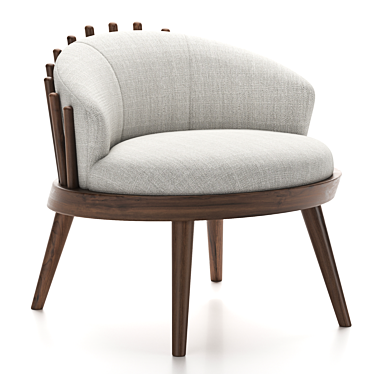 Modern Upholstered Armchair in Walnut 3D model image 1 