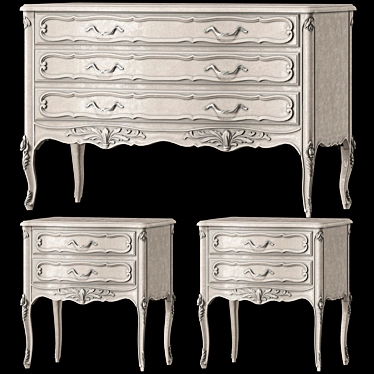 Provencal Nightstand & Dresser Set 3D model image 1 