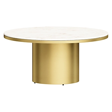 Elegant White & Gold Coffee Table 3D model image 1 