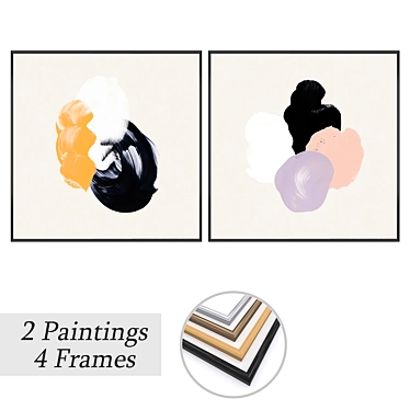 Modern Art Set with Frames 3D model image 1 