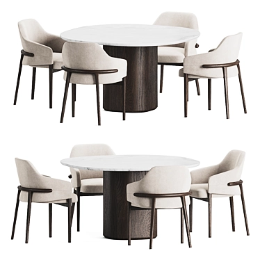 Elegant Velvet Dining Set 08 3D model image 1 