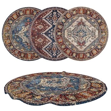 Variety Round Carpets Set 3D model image 1 