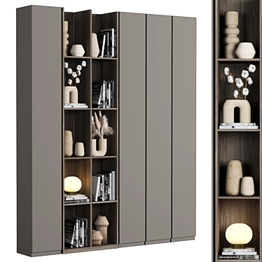 Modular Bookcase with Textured Shelves 3D model image 1 