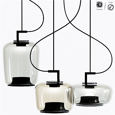 Glass Pendant Lamp Duo. Lighting. 3D model image 1 