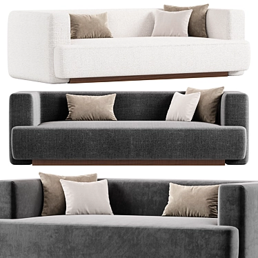 Modern Ivory Boucle Sofa Model 3D model image 1 