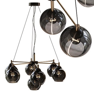 Black Metal Glass Pendant Light 3D model image 1 