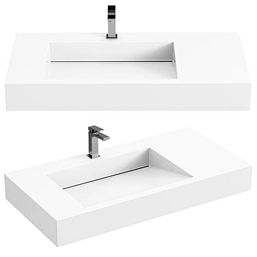 Rectangular Stone Resin Wall Sink 3D model image 1 