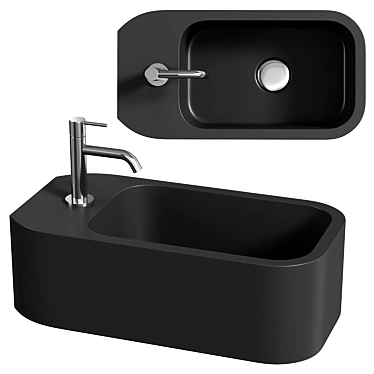 Chic Matt Black Cloakroom Basin 3D model image 1 