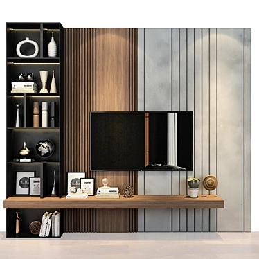 Modern TV Wall Decor Stand 3D model image 1 