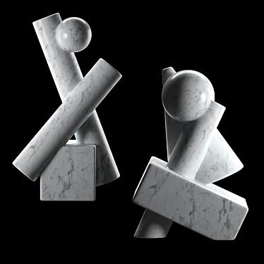 Cubist Carrara Marble Sculptures 3D model image 1 