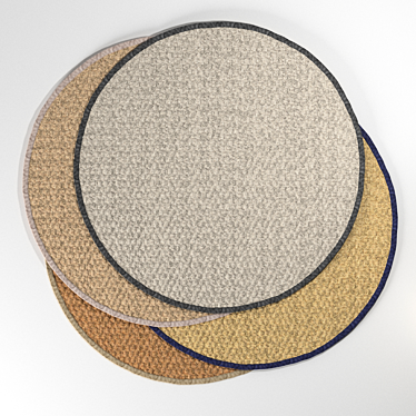 Woven Seagrass Rug with Fabric Trim 3D model image 1 