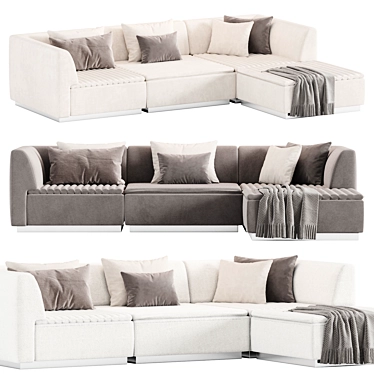 Elegant Ivory Chenille 4-Piece Sofa 3D model image 1 