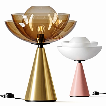 Elegant Lotus Table Lamps Duo 3D model image 1 