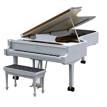 Elegant 2015 Steinway White Grand Piano 3D model image 1 