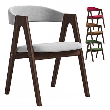 Dublin chair, Beige Velvet, Solid Oak 3D model image 1 