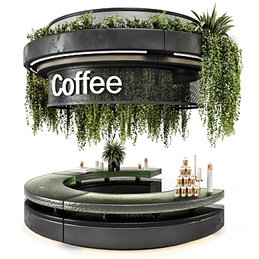 Modern Coffee Reception Desk Plants 3D model image 1 