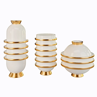 Golden Orbit Porcelain Vases 3D model image 1 