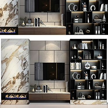  Modern TV Shelf Decor Design 3D model image 1 