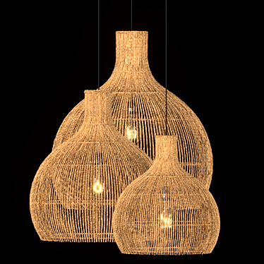 Rattan Pendant Light, Multiple Sizes 3D model image 1 