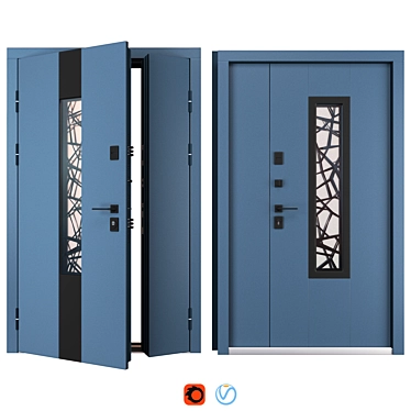 Olimpia Glass Metal Entrance Door 3D model image 1 