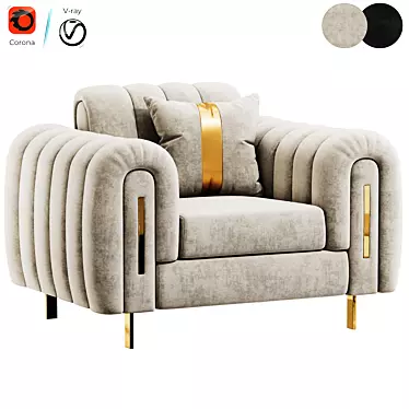 Modern Brass Line Sofa Set 3D model image 1 