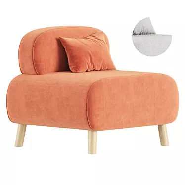 Modern Linen Orange Accent Chair 3D model image 1 