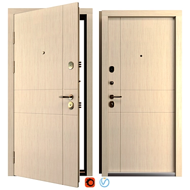 Medina Metal Entry Door Set 3D model image 1 