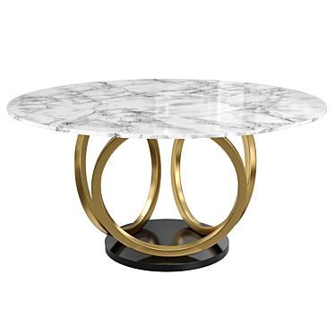 Modern round dining table with white and gold faux marble top