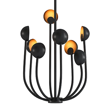 Sleek Black Metal Chandelier 3D model image 1 